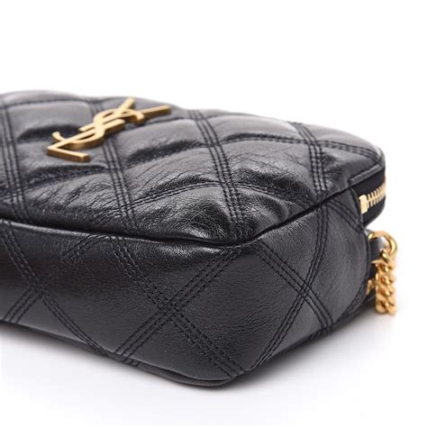 SAINT LAURENT Grained Lambskin Quilted Mini Becky Double 